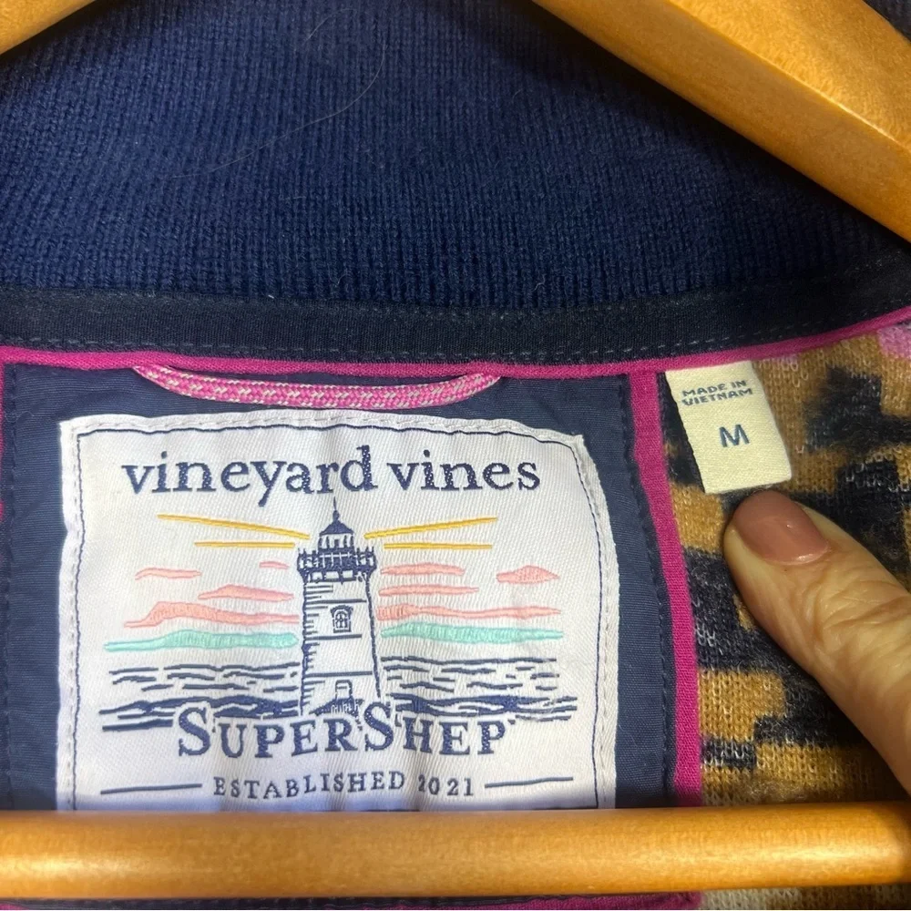 Vineyard Vines Size MEDIUM Fair Isle Sherpa Fleece Half Zip Pullover Sweatshirt - Picture 7 of 12
